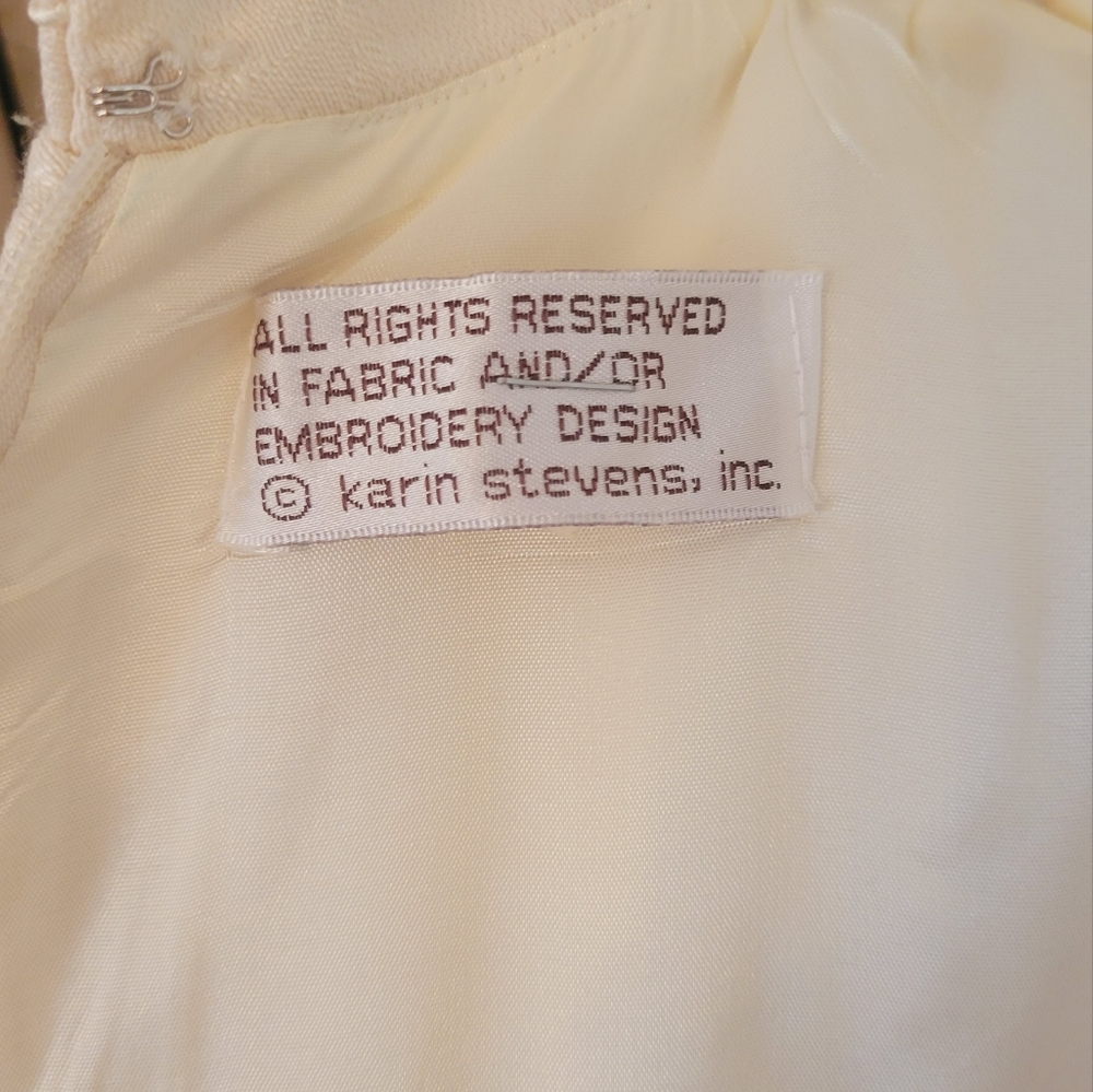 Karin Stevens Santa Fe Off White Pleated Vintage Dress Size 10 - Picture 9 of 13